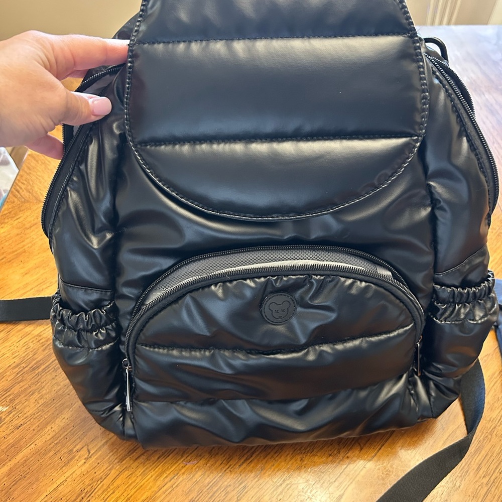 Black Quilted Baby Backpack Diaper Bag